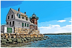 Rockland Breakwater Lighthouse in Maine - Digital Painting